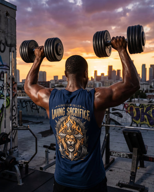 Temple Training Sleeveless Blue Tshirt