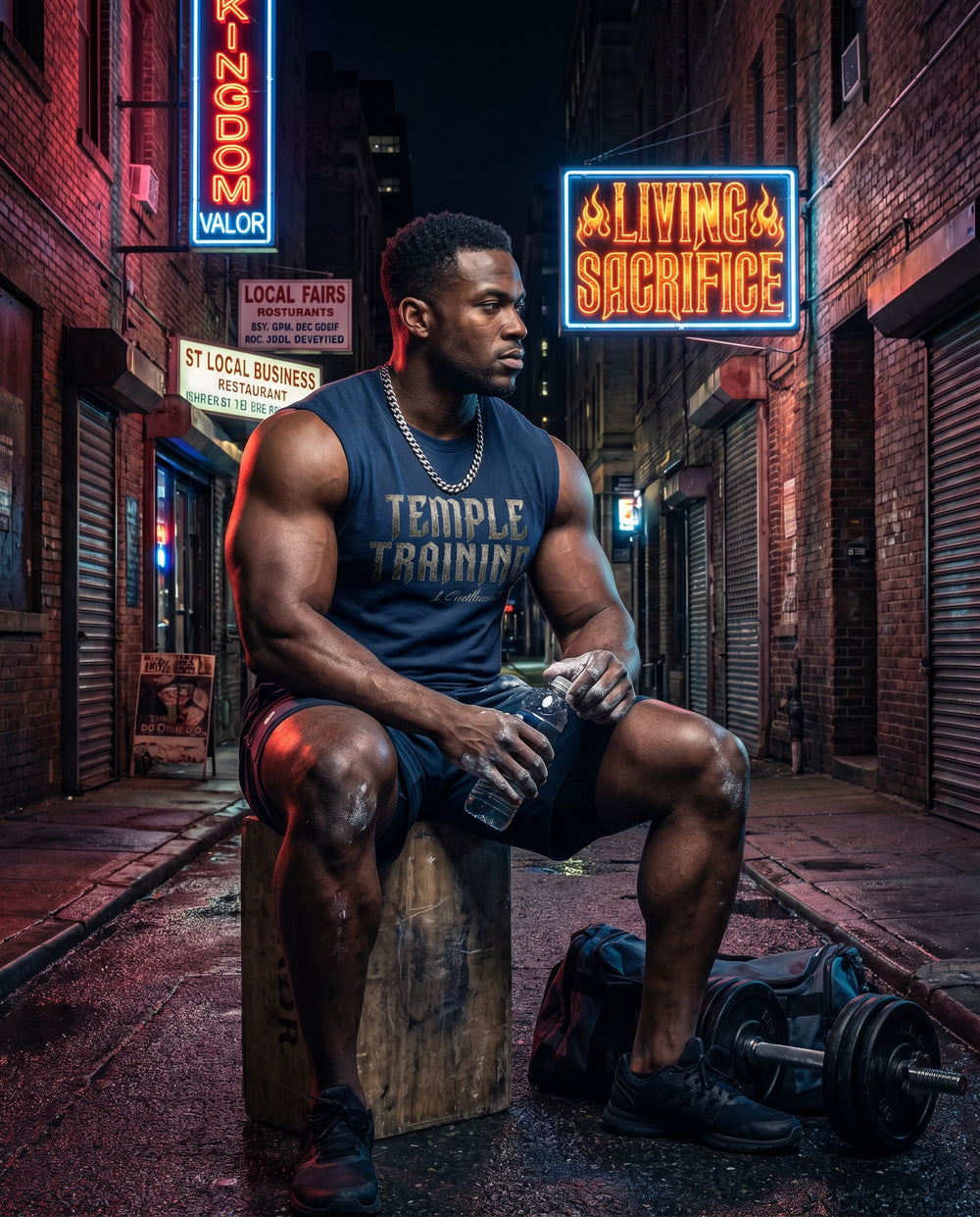 Temple Training Sleeveless Blue Tshirt