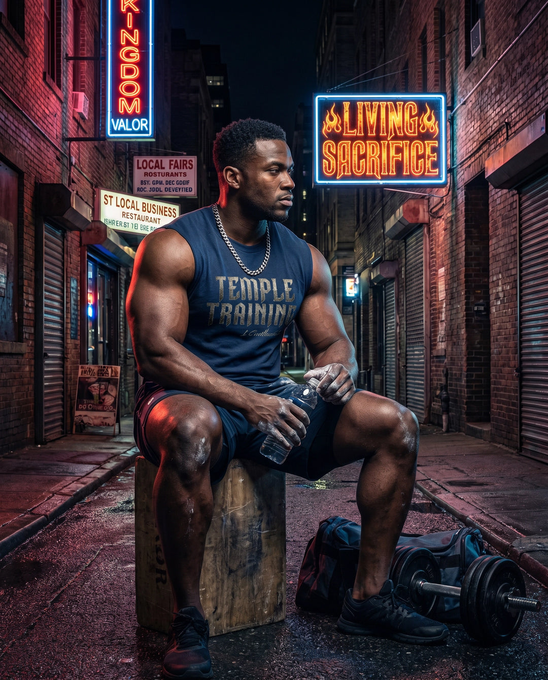 Temple Training Sleeveless Blue Tshirt