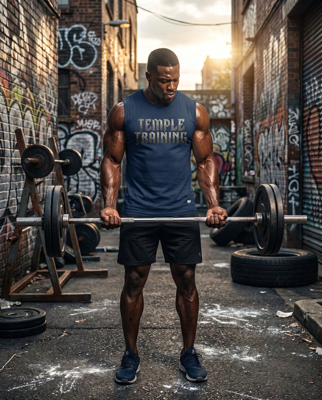 Temple Training Sleeveless Blue Tshirt