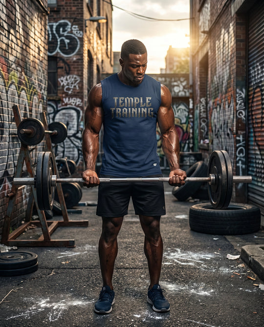 Temple Training Sleeveless Blue Tshirt