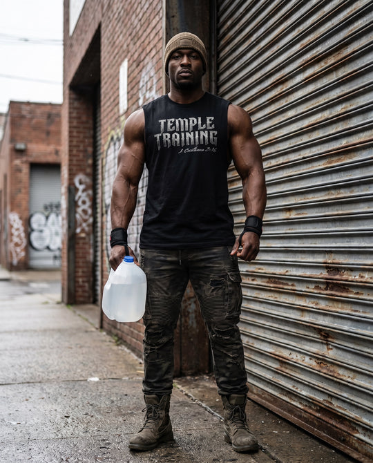 Temple Training Sleeveless Black Tshirt