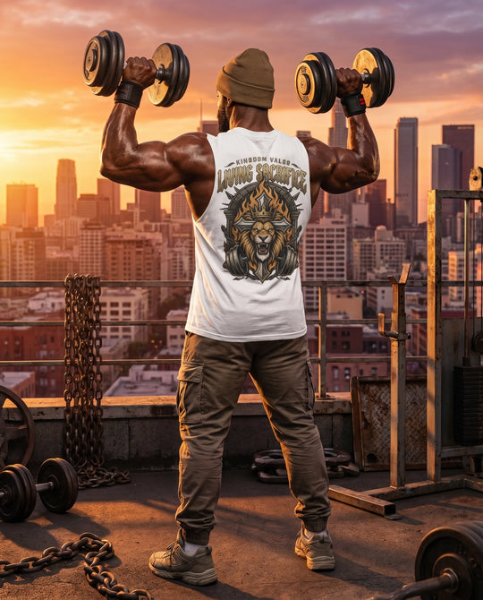 Temple Training Sleeveless White Tshirt