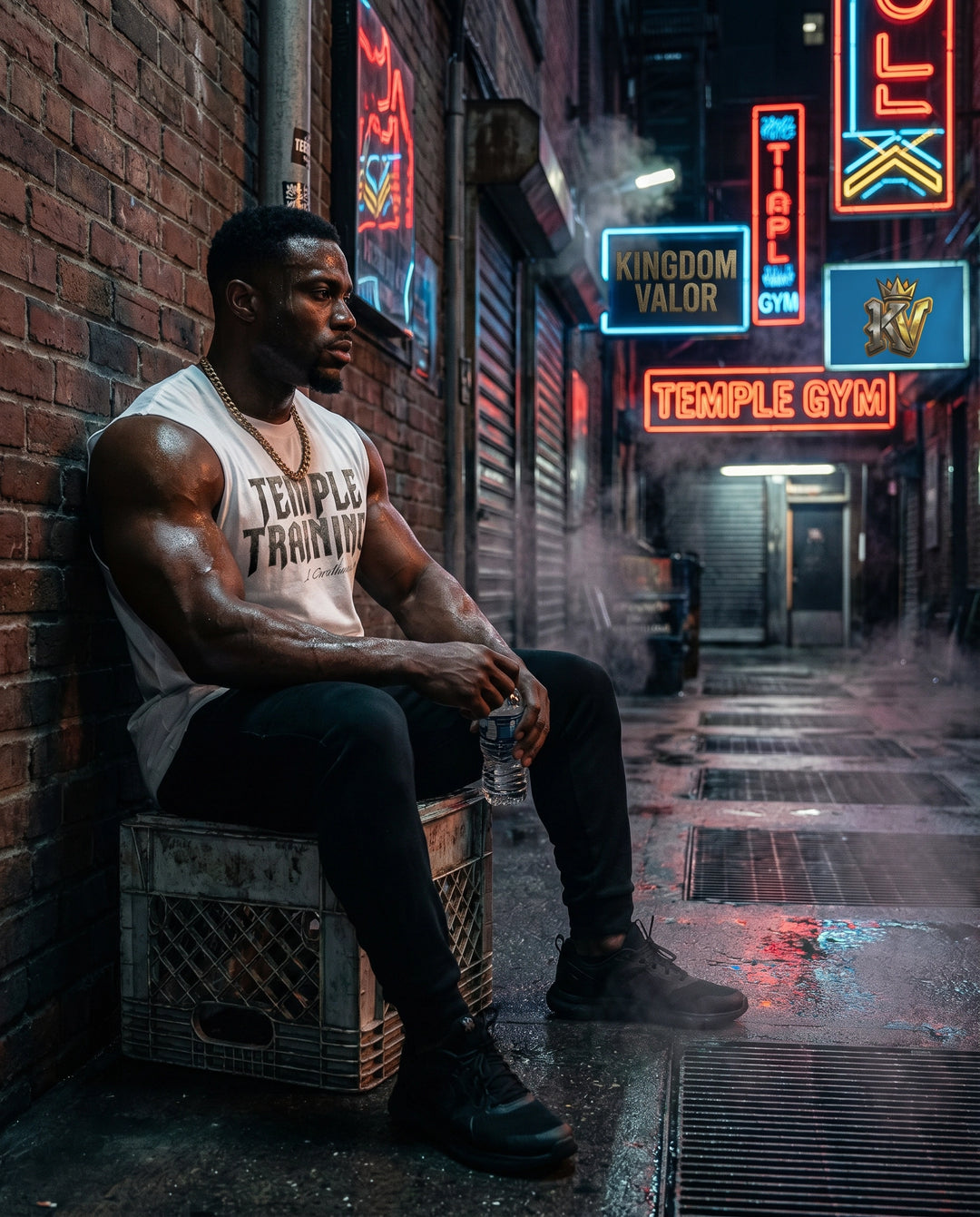 Temple Training Sleeveless White Tshirt