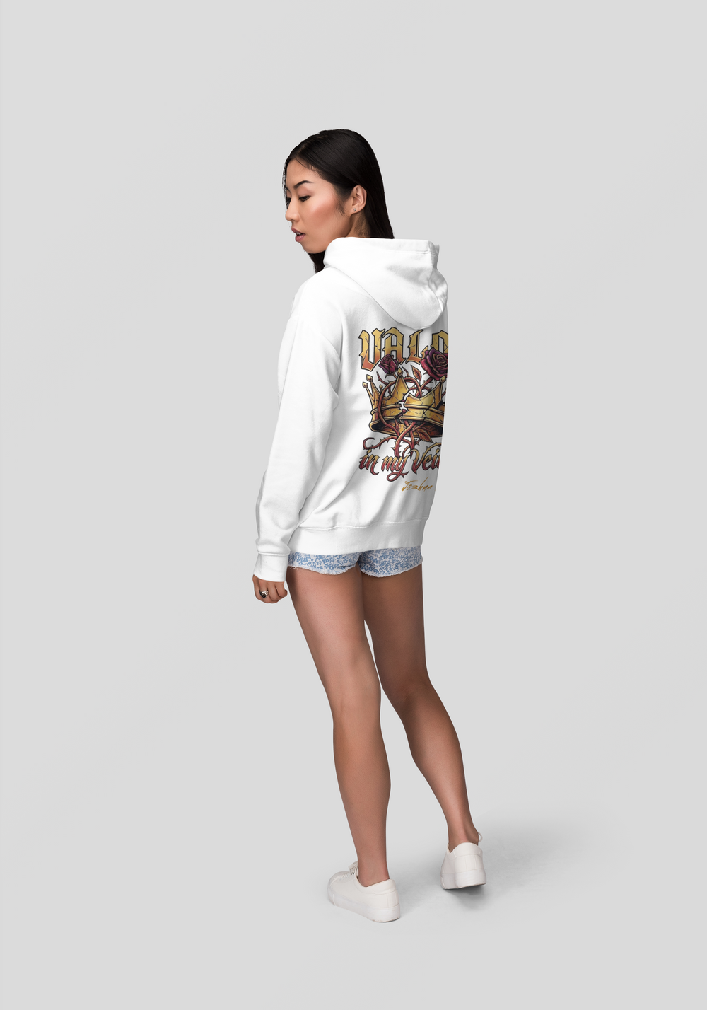 Valor in My Veins White Hoodie