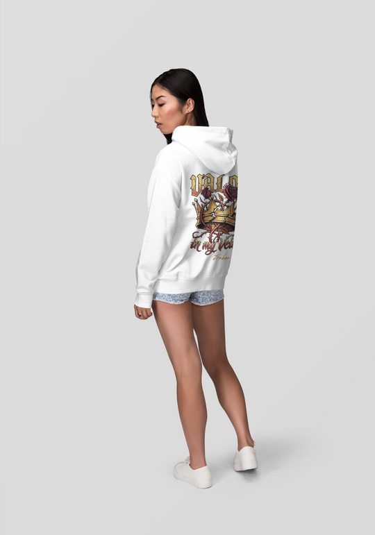 Valor in My Veins White Hoodie