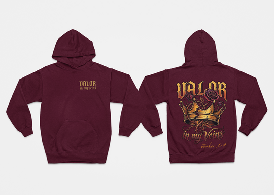 Valor in My Veins Burgundy Hoodie
