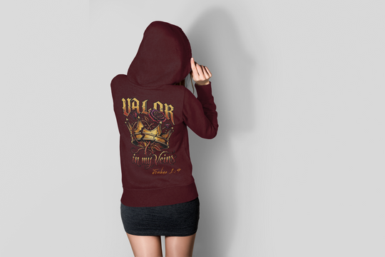 Valor in My Veins Burgundy Hoodie