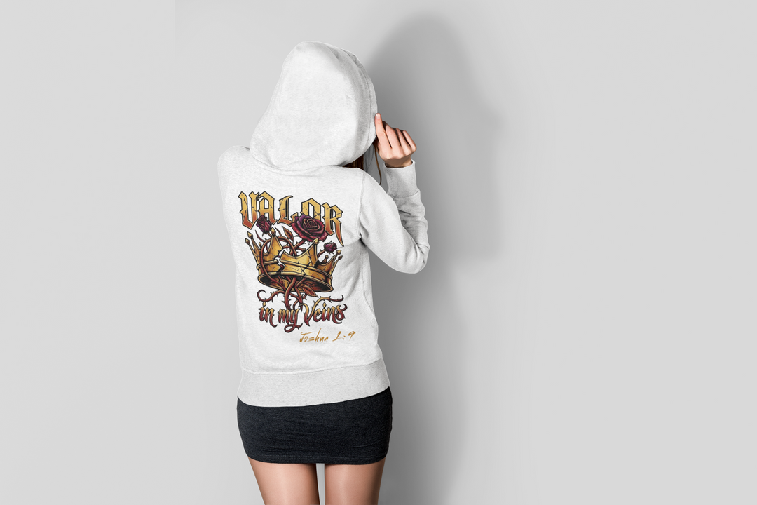 Valor in My Veins White Hoodie