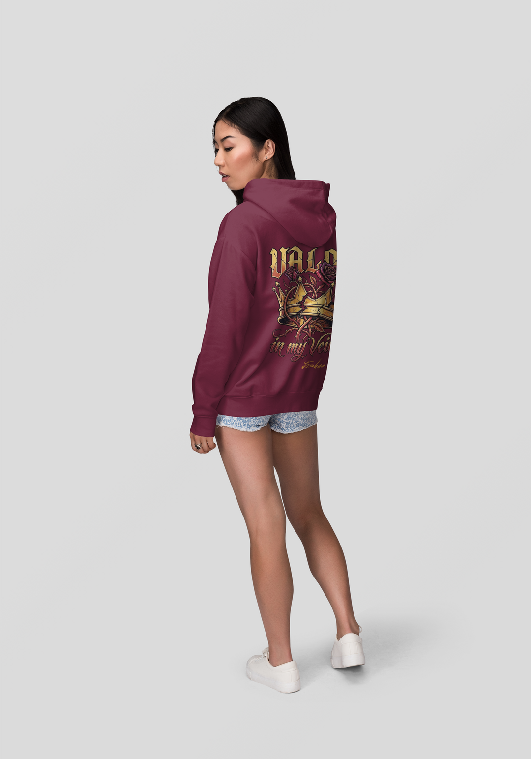 Valor in My Veins Burgundy Hoodie