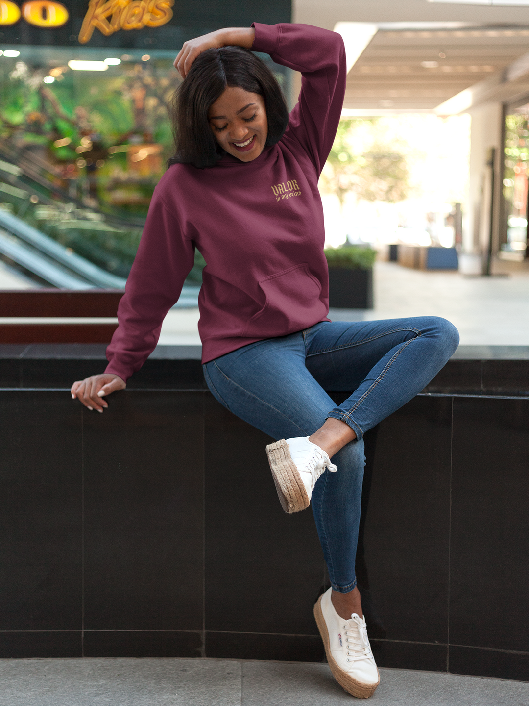 Valor in My Veins Burgundy Hoodie