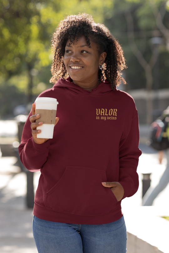 Valor in My Veins Burgundy Hoodie