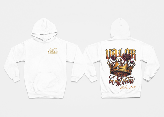 Valor in My Veins White Hoodie