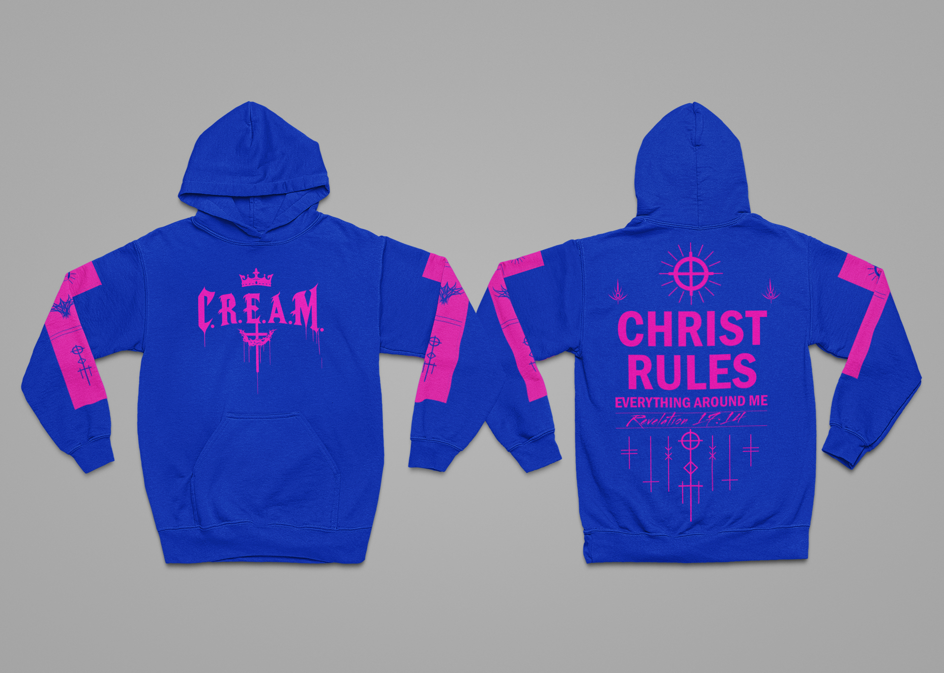 Cream Hoodie – Blue