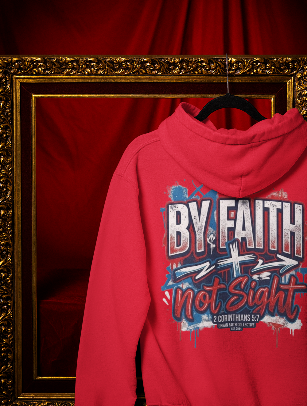By Faith Not Sight Dark Red Hoodie