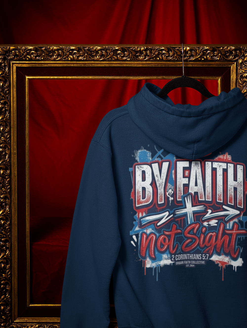 By Faith Not Sight Dark Blue Hoodie