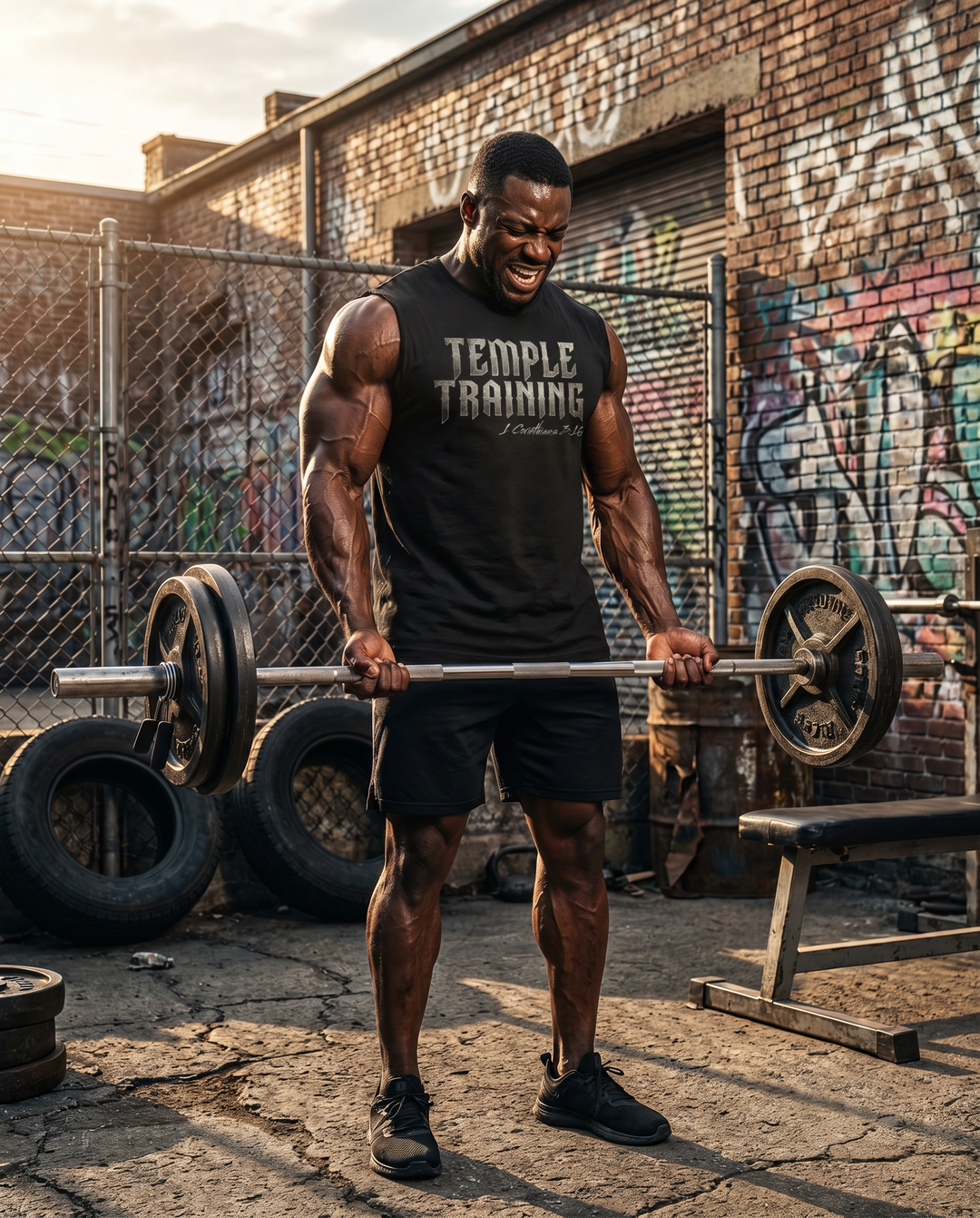 Temple Training Sleeveless Black Tshirt