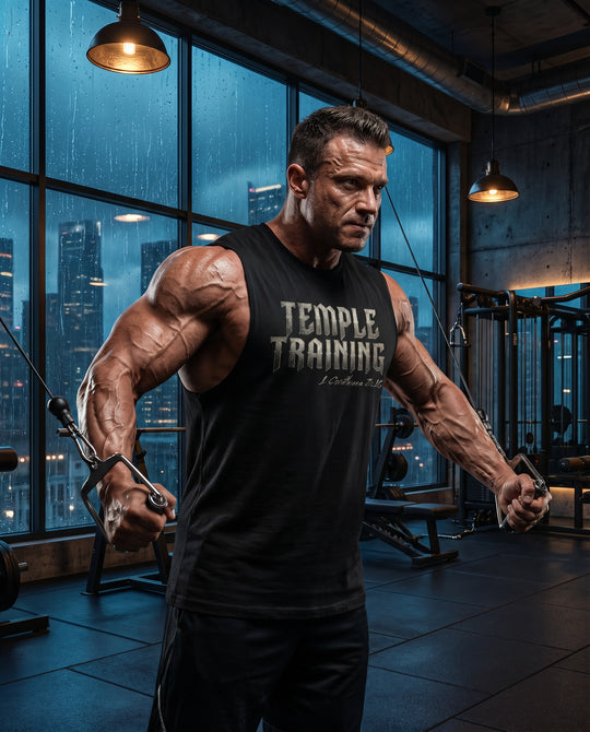 Temple Training Sleeveless Black Tshirt