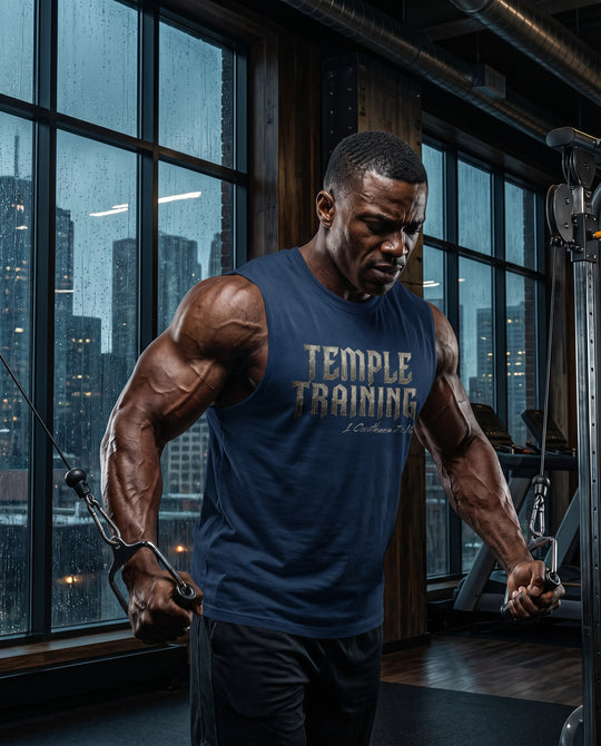 Temple Training Sleeveless Blue Tshirt