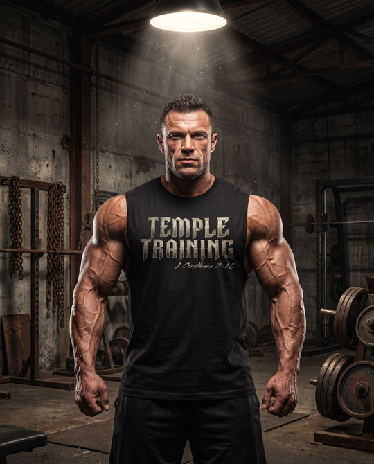 Temple Training Sleeveless Black Tshirt