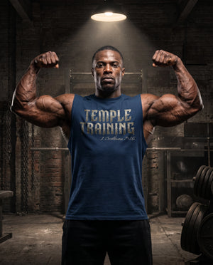 Temple Training Sleeveless Blue Tshirt
