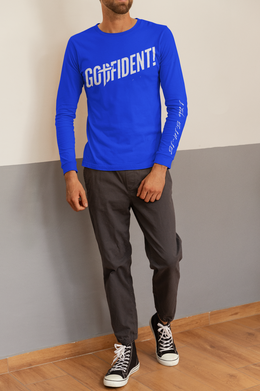 Godfident Long Sleeve T-shirt Blue