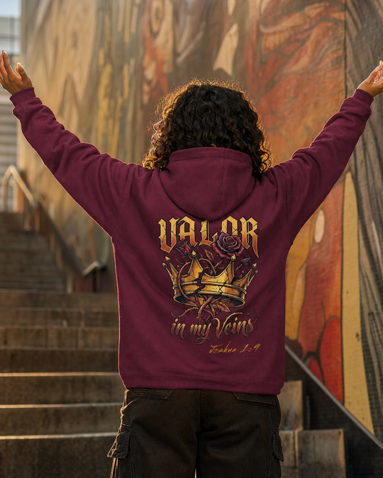 Valor in My Veins Burgundy Hoodie