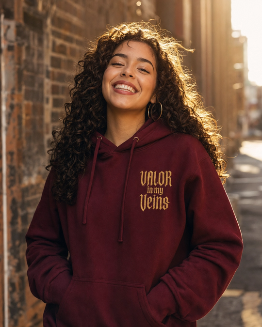 Valor in My Veins Burgundy Hoodie
